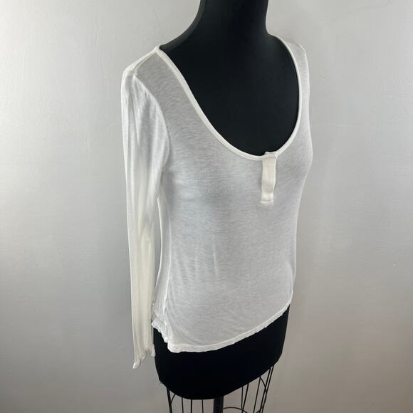 T Alexander Wang Henley White Rayon Knitted Scoop Neck Top Size Medium M - Picture 5 of 8